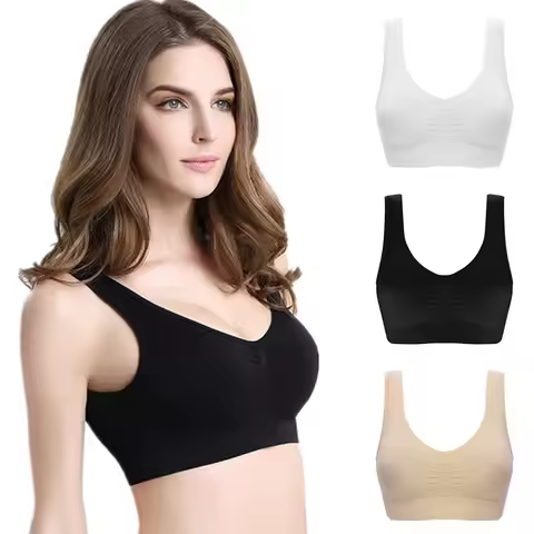 3 Pack Women Sports Bra Wirefree Yoga Bras Tank Top High Intensity Push Up