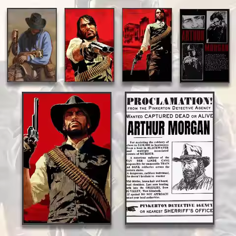 Cool 3A Video Game Red D-DeadS R-RedemptionS 2 Poster, Game Room Wall Sticker Print, Western Cowboy 