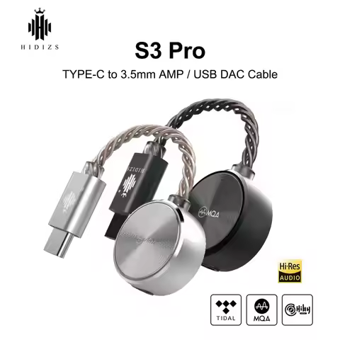 Hidizs S3 PRO ESS9281C chip Portable USB DAC AMP Adapter Dongle MQA TYPE-C to 3.5mm Audio Cable Head