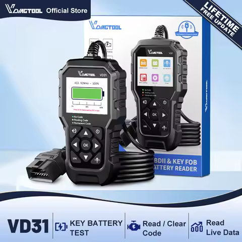 VDIAGTOOL VD31 OBD2 Scanner Car Engine Fault Code Reader with Key Battery Testing/Live Data/I/M Read