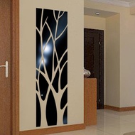 1 Set Tree Pattern Mirror Wall Stickers Smooth Surface Acrylic TV Background Wall Decal Sticker Home Decor