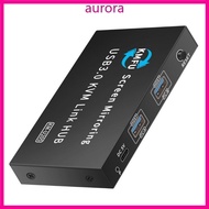 Auro Portable KVM Switching Metal Construction For 2 PC Supports Fast Speed USB3 0 Data Transfer