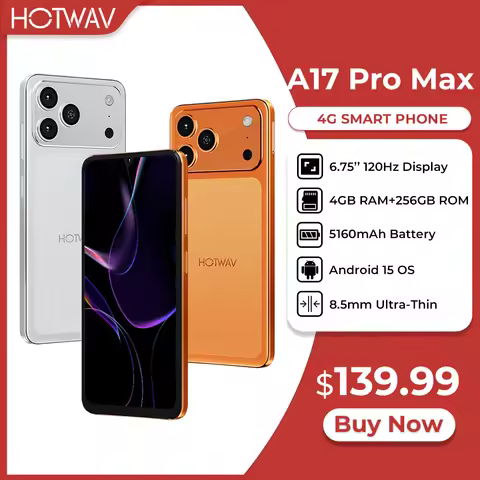 HOTWAV A17 Pro Max Ultra-Thin Smartphone 6.75'' 120Hz 3.5mm Headphone Jack Mobile Phone 4GB 256GB An