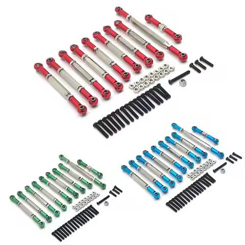 Metal Pull Rod Steering Link Rod Set for MN D90/D91/D96/D99S/MN99S/MN90 1/12 & WPL C14/C24 1/16 RC C