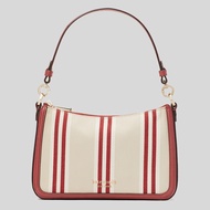 Kate Spade Hudson Striped Canvas Medium Convertible Crossbody Red Jasper K6580