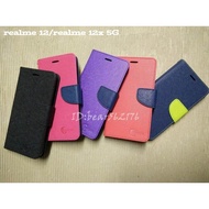 realme 12/realme 12x 5G [Classic Style-Two-Color Series] Vertical Side Flip Protective Case/Protecti