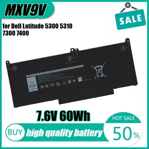 7.6V 60Wh MXV9V Laptop Battery for Dell Latitude 5300 5310 7300 7400 5VC2M N2K62