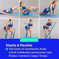 ELASTIC RUBBER RESISTANCE BAND ELASTIC STRETCHING FITNESS YOGA PILATES - biru