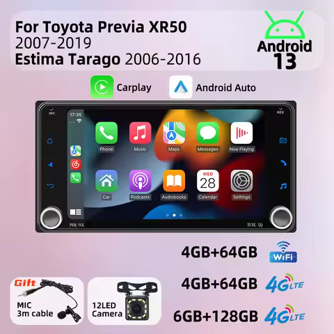 2Din Car Radio for Toyota Previa XR50 2007-2019 Estima Tarago 2006-2016 Carplay Android Car Multimed