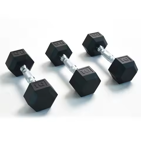 Cast Iron Fitness Equipment Rubber Dumbell/rubber Hex Dumbbell 10kg