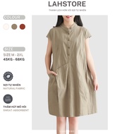 LAHSTORE turtleneck sleeveless dress with side pockets DS05 (Light Moss, Earth Orange, Cream White)