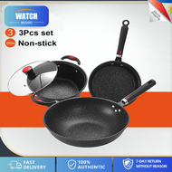 WATCH WIZARD 3 In 1 Non Stick Frying Pan Japan Set Anti Scratch Multifunctional Non Stick Cooking Ware Set Non Stick Cooking Ware Set Masflex Induction Pots And Pans Makapal Kaldero Set Big Sale Makapal Maifan Stone Coating With Cover For All Stove