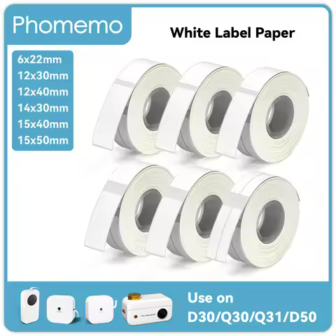 Phomemo 3 Rolls Q30 White Sticker Waterproof Paper Adhesive Label White Anti-Oil For Q30 D30 Mini Po