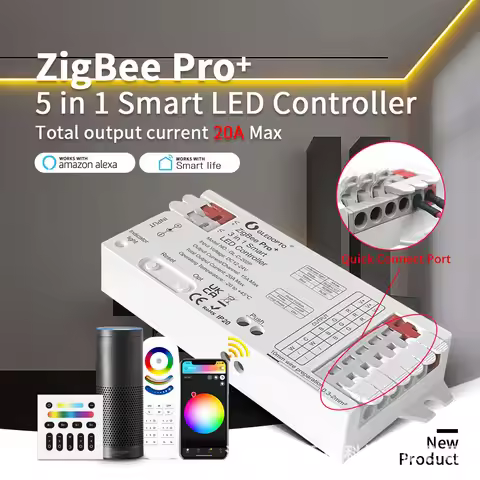 GLEDOPTO GL-C-201P/202P/203P 5 in 1 ZigBee 3.0 Pro+ LED Controller RGB CCT RGBW RGBCCT Strip Light S