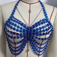 ยกทรงโซ่ร่างกายโซ่หน้าอกเพชรเม็ดใหญ่แฮนด์เมดสำหรับผู้หญิง L6188Y