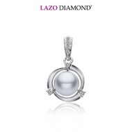 LAZO DIAMOND Sea of Beauty Round Waves Pearl & Diamond Pendant in 375/9K White Gold