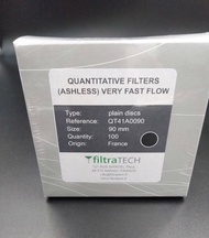กระดาษกรอง Filter Paper (Very fast filtration quantitative filter paper) QT41 Dia.90 mm. ; Filtratech France