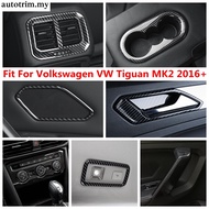 Carbon Fiber Door Speaker Water Cup Holder Panel handle Bowl Cover Trim For Volkswagen VW Tiguan MK2