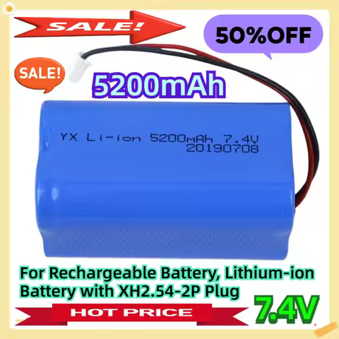 For 7.4V 5200Mah Rechargeable Battery, Lithium-ion Battery with XH2.54-2P Plug
