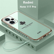 Casing Redmi Note 11T Pro Case Maple Leaves Plating Cover Soft TPU Phone Case Redmi Note 11T Pro