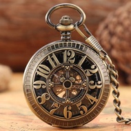 Antique Roman Number Dial Men Handwind Mechanical Pocket Watch FOB Chain Gift