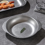 Retro Stainless Steel Snack Plate Bibimbap Bowl Industrial Style Preparing Dish Plate Chicken Noodle