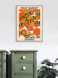 1pc橘子水果插畫牆藝術,無框防水藝術芯現代纖維印刷,用於家居牆壁裝飾