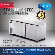 SNOW STAINLESS STEEL UNDERCOUNTER 2 DOOR CHILLER/ FREEZER 220L (1 year Warranty) / SS2D12CC / SS2D12CF
