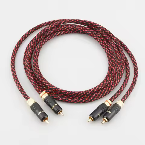 Pair L4E6S 99.998% OFC Pure Copper HI-End Audio Cable With Gold Plated RCA To RCA 2RCA Hifi Intercon