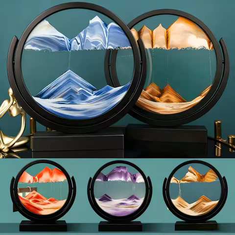 Colorful Flowing Sand Art, Glass Sand Art - Independent Dynamic 3D Flowing Sand Art, Desktop Decorat