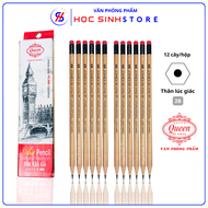 Hộp 12 Cây Bút Chì Gỗ Queen 2B Art Pencil PC-990 Dễ Gọt Chì Tốt