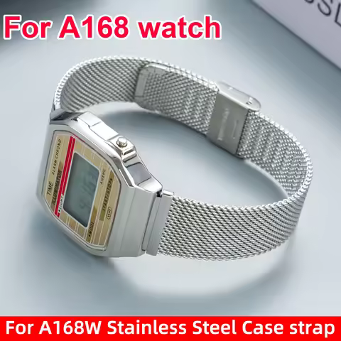 A168 Upgrade Mod Kit For Casio 3298 A168WA Watch Stainless Steel Case bezel band Solid Metal Shell&S