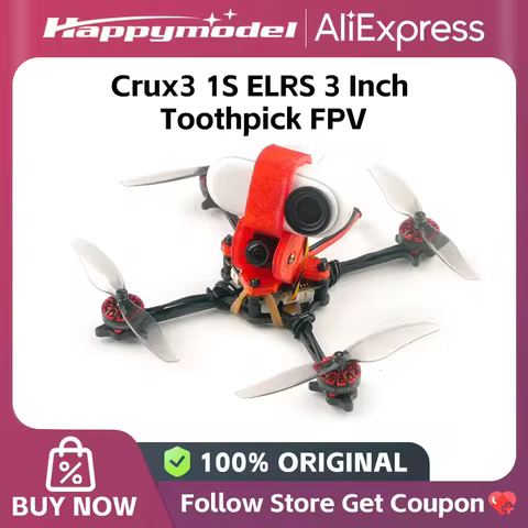 Happymodel Crux3 1S ELRS 2.4G RX 115mm Wheelbase 3 Inch F4 Toothpick FPV Racing Drone BNF w/ 5.8G VT