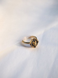 貓臉圓弧戒指，純銀，貓咪戒指，銀質貓戒。