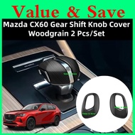 MAZDA CX-60 CX-80 Black Woodgrain Car Gear Shift Knob Cover 2 Pcs/Set Interior Car Accessories CX60 