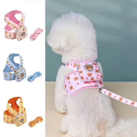 Cartoon Dog Chest Strap Backpack Adjustable with Traction Rope Dog Backpack Chest Harness Dog Snacks