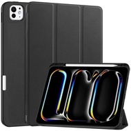 Soft shockproof case with pen slot for 2024 iPad Pro 11 inch M4 PU leather flip cover 2024 iPadPro 1