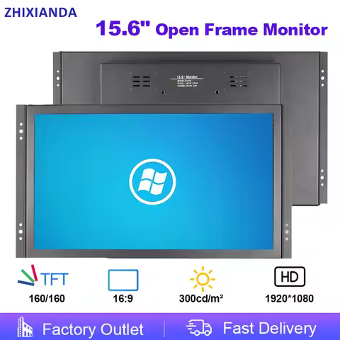 15.6 Inch 1920*1080 Open Frame TouchScreen Monitor VESA Wall Mount Industrial LCD Display with USB p