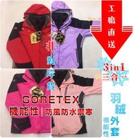 優米小舖☆【Td3L2】North Face｜Gore Tex｜3in1三合一女版機能性防寒防風防水騎車登山下雪羽絨外套