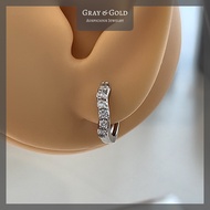 [ER289-06] ต่างหูห่วงเพชรสังเคราะห์ CZ ตัวเรือนอัลลอยด์ ชุบทองคำขาวโรเดียม Gray & Gold Jewelry