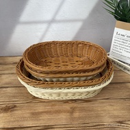 Imitation Rattan Basket Oval Bread Basket Fruit Basket Supermarket Hotel Display Basket Snack Rattan