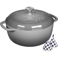 Enameled Cast Iron Dutch Oven - Umite Chef 6QT Pot with Lid & Cotton Potholders - Dual Handles -Vers