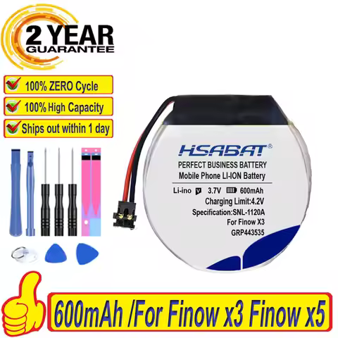 Top Brand 100% New 600mAh 403535 Battery for Smart watch Finow x3 Finow x5 replace lem5 lem 5 Batter