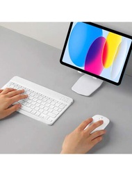 無線藍牙鍵盤和滑鼠套裝,超薄便攜的無線滑鼠鍵盤設置,適用於android Windows平板電腦手機iphone Ipad Pro Air Mini,ipad Os / Ios 13及以上（白色）