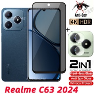 Realme C63 2024 Private Tempered Glass Full Cover Screen Protector Anti Peek Privacy Film For Realme