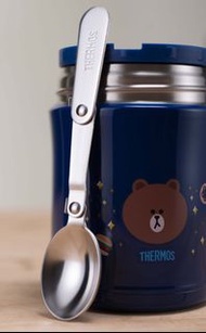 全新 Thermos 膳魔師 燜燒罐 不銹鋼真空保溫食品罐  470ML 保溫瓶 保溫保暖 藍色 禮物一流 LINE FRIENDSX 熊大 生日禮物 Happy Birthday Gift 兒童 小