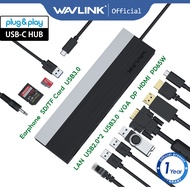 Wavlink USB HUB 12 in 1 Triple Display Adapter with HDMI Display Port and VGA 100W PD Charging Gigab