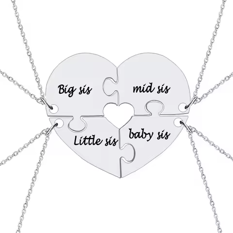 BFF Necklace for 2/3/4/5 Stainless Steel Family Friendship Puzzle Sister Pendant Necklace Set Jewelr