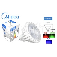 MIDEA LED Halogen Bulb MR16 240V 4W GU5.3 COLOUR RED/GREEN/BLUE  OSRAM/LEDVANCE/SYLVANIA/GE