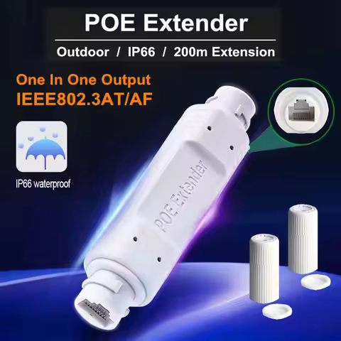 POE Extender/Repeater Waterproof Extension POE injector Adapter IEEE802.3at/af Plug&Play for PoE Swi